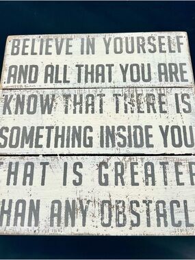 Inspirational 'Believe In Yourself' White & Gray Wall Plaque -